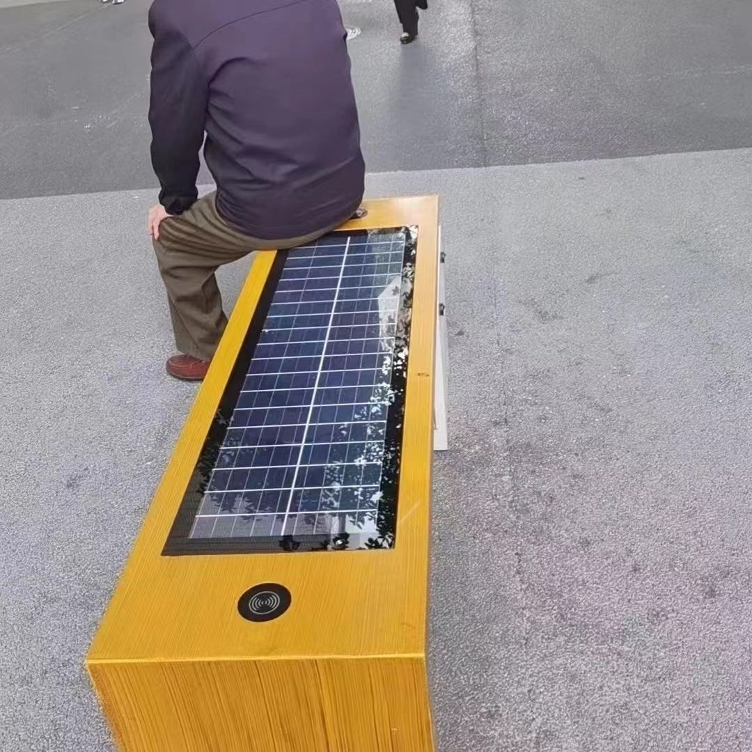 Street Furniture Steel Waiting Bus Stop Outdoor Advertising Solar Bench